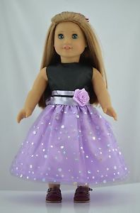 Cute Baby Clothes Black Blue Evening Dress Fit 18'' Doll 1025A 