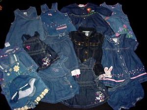 15 Pcs Used Baby Girl Denim Dresses 0 3 3 6 Months Spring Summer Clothes Lot