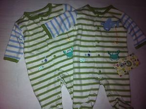 Twin Baby Clothing Little Me Preemie Sleeper Outfits Matching Stripes Fish