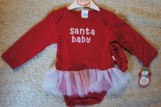 Santa Baby Girls Outfit Costume Red White Skirt 3 6 6 9 Months Cotton Onesie