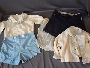 5 PC Vintage 1930s Toddler Boys Clothing Shirts Shorts Sailor Blue Cotton Wool