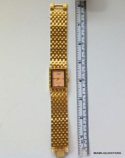 Citizen Quartz Womens Gold Tone Square Water Resistant Pink Dial Watch