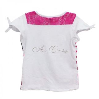 Girls Kids Minnie Mouse Stripe Top T Shirt Costume Clothes Short Sleeve Sz 4 7 Y