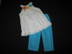 New "Aqua Daisy Gems" Capri Pants Girls 18M Spring Summer Boutique Clothes Baby