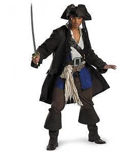 Adult Deluxe Pirates of The Caribbean Captain Jack Sparrow Halloween Costume