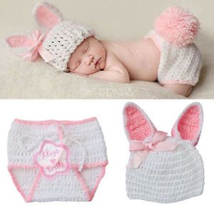 2pcs Girl Infant Rabbit Hat Baby Pants Knit Sweater Costume Clothes Outfit 0 12M