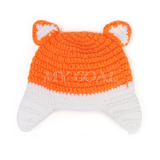 Baby Infant Newborn Crochet Knit Cap Fox Costume Photograph Prop Beanie Hat Set