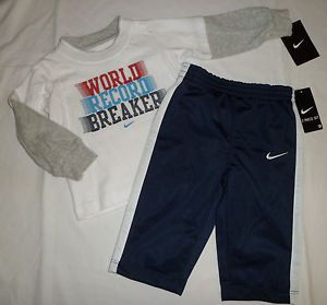New Nike Logo Baby Boys Tee T Shirt Pants Outfit Set Clothes Lot Sz 3 6M