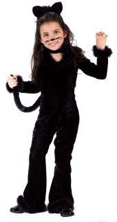 Girls Plush Cat Costume Kitty Kitten Kids Childs Toddler 2T 3T 4T Furry Black