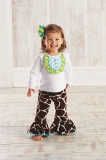 Mud Pie Wild Child Girls Giraffe Disco Set Top Flared Pants 0M 12M 18M 2T 3T