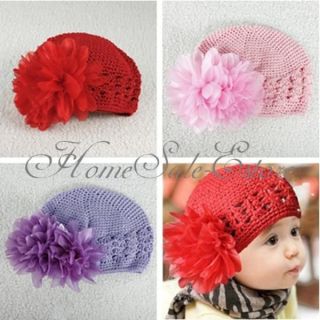 Sweet Flower Crochet Beanie Knitted Cap Hat for Newborn Baby Toddlers Girls 0 6M