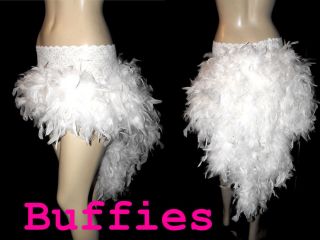 Burlesque Moulin Rouge White Feather Bustle Skirt Black Pink White Red Size 6 16