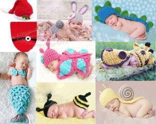 Baby Boy Girls Newborn 9M Knit Crochet Mermaid Snail Clothes Photo Prop Outfits