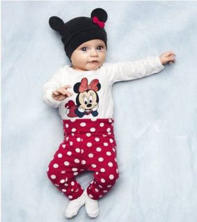 3 Pcs Mickey Minnie Boys Girls Baby Kids Toddler Outfit Set Costume with Hat