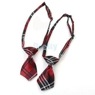 3X Red Grid Puppy Pet Dog Cat Bow Neck Tie Necktie Handsome Tie Clothes Costume
