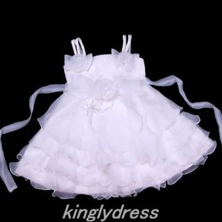 New Toddle Flower Girl Party Birthday Pageant Wedding Dress White SZ 18 24M V69