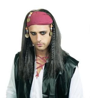 Mens Brown Pirate Wig for Halloween Costume