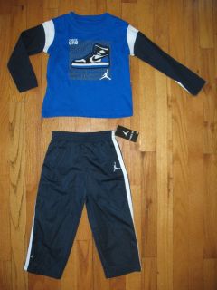 Nike Air Jordan Baby Boys 2pc Blue Shirt and Pant Outfit Set Size 12M