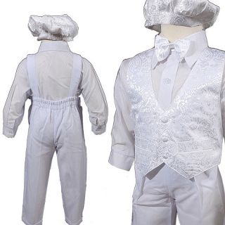 D275 Baby Boys Communinion Christening Baptism Formal 5pc Suit White