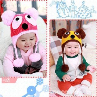 Winter Warm Baby Infant Girl Boy Knit Crochet Bear Hat Cap Beanie 0 3Y CF1058