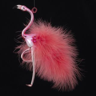 8 Noble Gems Glass Pink Flamingo Christmas Ornaments