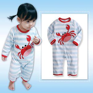 Vaenait Baby Newborn Toddler Girl Boy's Long Sleeve One Piece " Red Crab"
