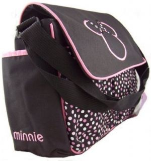 New Disney Baby Minnie Mouse Diaper Flap Bag Large Black Pink