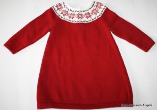 Janie and Jack Cherish The Season Red Sweater Dress Size 12 18 Months Mint