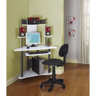 Pewter Finish Corner Workstation Kids Children's Computer Desk Chair New