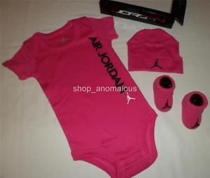 Nike Air Jordan Baby Girl Bodysuit Romper Set Hat Shoes Booties 0 6M Clothes