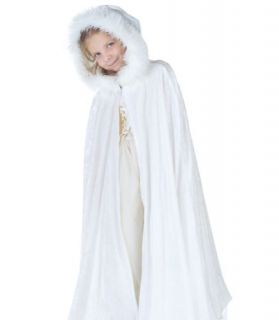 Kids Girls Snow Princess Halloween Costume Long White Cape Cloak Child
