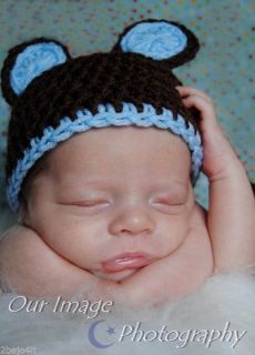 Baby Boys Crochet Bear Hat 0 3 6 Photo Prop