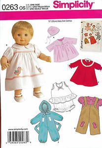 Simplicity 0263 Sewing Pattern 15" inch Baby Doll Clothes Snow Suit Dress Romper