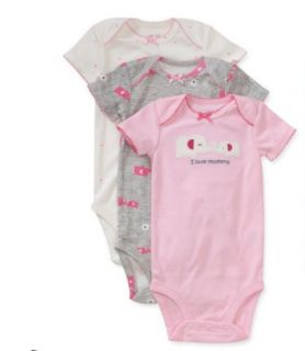 Carters Baby Girl Clothes 3 Bodysuits Pink Gray 3 6 9 12 18 24 Months