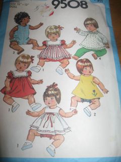 Simplicity 80's Doll Clothes Pattern Wardrobe 12 13" Vinyl Body Baby Doll
