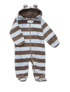 Carter's Baby Boy 3M Blue Striped Fleece Pram Soft Fur Snowsuit Winter