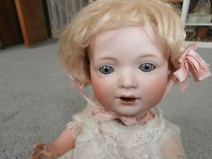 Antique 14" Germany 585 Bisque Baby Doll Working Sleep Eyes Great Hat Clothes