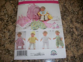 Simplicity 1952 Uncut Sewing Pattern 15" Baby Doll Clothes Blanket Doll Carrier