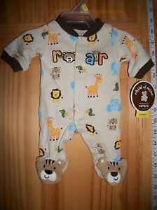 New Carters Baby Clothes Preemie Boy Footed Playsuit Lion Jungle Footy Bodysuit
