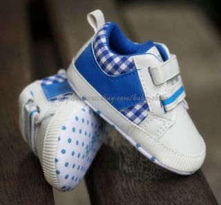 Toddler Baby Boy Sneakers Blue Soft Sole Crib Shoes Size Newborn to 18 Months