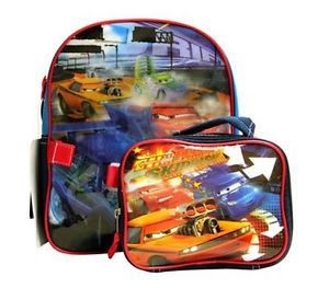 Disney Cars 12" Toddler Boys Backpack Bag w Lunch Bag