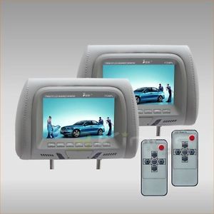 New TView T726PL GR 7" Dual Gray Widescreen Headrest Car Monitors Pair TFT IR