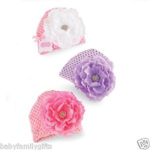 Mud Pie Baby Buds Baby Girl Mesh Jeweled Flower Hat Pink White or Purple