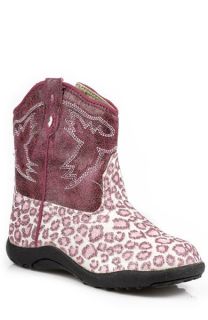 Roper Infant Girls Cowboy Boots Pink Faux Leather Leopard Glitter 1003 I