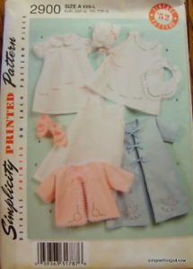 S 2900 Baby Doll Clothes Layette Pattern 17" 18" 19" Dress Bonnet Booties New