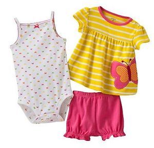 Carters Baby Girl Clothes Summer 3 Piece Set Yellow 3 6 9 12 18 24 Months