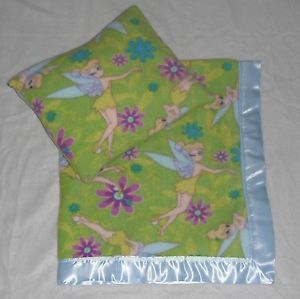 Disney Tinker Bell Fleece Toddler Blanket Pillow Case Silky Edge
