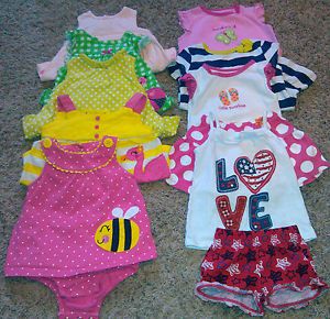 Baby Girl Clothes 18 Months Tank Dress Onesie Skirt Outfit Tshirt Shorts Lot OF9