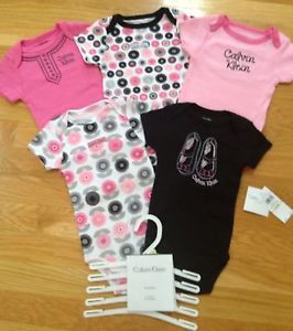 Calvin Klein Baby Girl Bodysuit Shirt Clothes Lot 5 PC Size 3 6M New