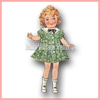 Vintage Shirley Temple Doll Clothes Dress Pattern 25"
